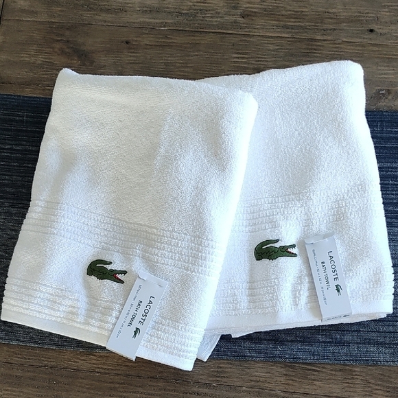 New Lacoste White Bath Towels SET - Picture 1 of 7